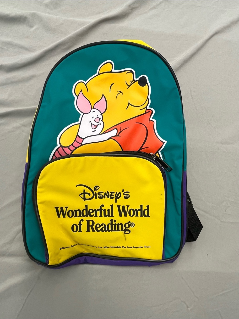 Vintage Disney Kids' Winnie the Pooh & Piglet Teal and Yellow Backpack